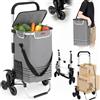 BAKAJI Carrello Spesa Montascale 56L Grigio Borsa Termica Trolley Portaspesa e Tracolla