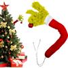 BAKAJI Decorazione Albero di Natale Braccio Peloso Mano di Elfo Verde Addobbo Natalizio