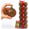 BAKAJI Box 24 Palline di Natale per Albero Sfere Natalizie Addobbo Rosso e Verde da 6cm