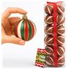BAKAJI Box 24 Palline di Natale per Albero Sfere Natalizie Bianco Rosso e Verde da 6cm