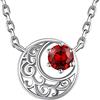 Suplight Collana Luna Donna Argento 925 Sottili Collana Rubino Rosso, Collana con Rubino Rosso Granato Gennaio Collana Punto Luce Collana Argento Donna Confezione Regalo