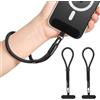 MoKo Set da 2 cinturini da polso, cordino regolabile per telefono con linguetta di fissaggio, cinturino da polso per cellulare a mani libere per iPhone e la maggior parte degli smartphone, Nero & Nero