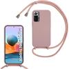 FERLAN Custodia per Xiaomi Redmi Note 10 Pro 4G Cover con Cordino,Rosa Oro | Custodia con Laccio Collana Tracolla Regolabile Sottile Silicone Morbido TPU Bumper Antiurto AntiGraffio Protettiva Case