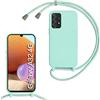 FERLAN Custodia per Samsung Galaxy A32 4G Cover con Cordino,Menta verde | Custodia con Laccio Collana Tracolla Regolabile Sottile Silicone Morbido TPU Bumper Antiurto AntiGraffio Protettiva Case
