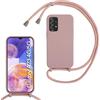 FERLAN Custodia per Samsung Galaxy A23 Cover con Cordino,Rosa Silicone Antiurto TPU Morbido Case Corda Collana Necklace Regolabile Stylish con Catena Ultra Sottile Cover per Galaxy A23 4G/A23 5G,Rosa sabbia
