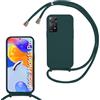 FERLAN Custodia per Redmi Note 11 Pro Cover con Cordino,Silicone Antiurto TPU Morbido Case Corda Collana Necklace Regolabile Stylish con Catena Ultra Sottile Cover per Redmi Note 11 Pro 5G/4G,Verde scuro