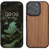kwmobile Custodia Compatibile con Apple iPhone 16 PRO Cover - Protezione in Legno per Smartphone - Back Case con Bumper in Silicone TPU - Marrone Scuro