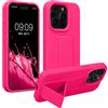 kwmobile 1x Custodia Compatibile con iPhone 15 Pro Max - Cover Supporto Dita - Back Case per Smartphone - Protezione Gommata rosa shocking