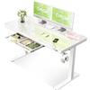 OffiGo Scrivania Regolabile in Altezza Elettrica, 140 x 60 cm, Top in Cristallo Monoblocco, Scrivania in Vetro con Cassetto e Porte USB e Type-C, Scrivania da Sede/Standing, per Casa e Ufficio, Bianco
