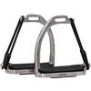 Reitsport Amesbichler - Staffa di sicurezza in acciaio INOX con anello in gomma e passante in similpelle, 12 cm, inserti di sicurezza, staffe di sicurezza