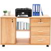 Gaabungky Armadietto mobile con chiusura a chiave, 90 x 34 x 59 cm, ampio spazio per ufficio, con 3 cassetti e 5 ruote, mobile per ufficio, studio, scuola (colore legno)