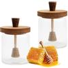 SHENGYIG 2 Pezzi Contenitore Miele, 400 ml Dosatore Miele, Trasparente Porta Miele, Dispenser Miele, con Paletta per Api Integrata e Coperchio, per Api, Sciroppo, Marmellata