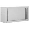 Verderoom Armadio da Cucina, Armadio Ante Scorrevoli, Pensile Cucina con Ante Scorrevoli, Mobile Cucina in Acciaio Inox 90x40x50cm