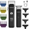 Barberboss Duo Tagliacapelli e Barba Cordless, Kit per la Cura del Viso da Uomo con Lame in Ceramica, Controllo della Velocità, Rotella di Precisione, Ricarica USB e Spie di Stato a LED