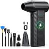 fourq Pulitore ad aria compressa per PC, 4 marce, regolabile, 130000 giri/min, ventilatore portatile ad aria compressa, senza fili, per computer (nero)