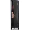 FurnitureR Armadietto portaoggetti Schienale Chiuso, Armadio in Metallo Tutto in Ferro con Ante Piatte, 3 Scomparti Grandi, per Garage, Ufficio, Nero, 38.5 x 38.5 x 137.5cm