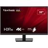 ViewSonic Monitor 32" 4K Ultra HD LED Nero con HDMI e DisplayPort