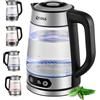 Ecosa Bollitore in vetro con regolazione della temperatura, 1,8 l, 2200 W, in acciaio inox, con scelta della temperatura, 100% senza BPA, funzione di mantenimento al caldo, illuminazione a LED