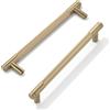 FURNIWARE - Confezione da 10 maniglie per armadi in bronzo champagne goffrate, 160 mm (6,3 pollici) di distanza tra i fori, tiratori per armadio da cucina a forma di T in oro per cassetti, comò