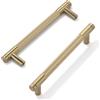 FURNIWARE Confezione da 10 Maniglie per Armadio Bronzo Champagne Scanalato, 128mm (5 Pollici) di Distanza tra i Fori, Tiranti per Armadio da Cucina in Oro a Forma di T per Cassetti, Cassettiera