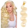 Zeslaerr Human Hair Bundles Body Wave Extension #613 Light Blonde Brown Color Double Weft Brazilian Virgin Hair Extension Minimal Shedding Unprocessed Perrucche 10 Inch
