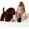 MorisMos Labrador Peluche 40cm, marrone Labrador Mamma con 4 Bambino,Luminescenza Delle Antenne, Realistico Morbido Kawaii Giocattolo di Peluche Regalo per Bambini Compleanno Natale Deco
