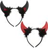 QIZHIQIAMY Cerchietto Diavolo Halloween Cerchietto Corna da Diavolo Rosse e Nero per Adulti, Bambini, Coppie, Accessori Costumi Horror di Halloween (Peluche)