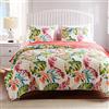 Greenland Home Tropics - Set copripiumino in cotone, 2 pezzi, per letto doppio/XL, colore: corallo