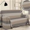PENSIERI DELICATI Telo Copridivano 360 x 290 cm Made in Italy, Telo Copritutto 100% Cotone Puro Riciclato Tinto in Filo, Fantasia Fascia Beige, Ideale Come Telo Arredo, Salva Divano, Coperta Picnic