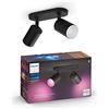Philips Hue White & Color Ambiance Fugato Spot 2 flg. nero 2x350lm, dimmerabile, 16 milioni di colori, controllabile tramite app, compatibile con Amazon Alexa (Echo, Echo Dot)