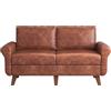 Yvsevnr Divano Letto 2 Posti in Pelle Divano Imbottito con Braccioli e Imbottitura Spessa, Gambe in Legno, 167 cm di Larghezza, per Soggiorno e Ufficio, Marrone