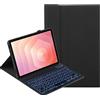 YKWXSC Cover con Tastiera per Samsung Galaxy Tab S11 Tablet 11 Pollici SM-X730/X736B, Disposizione ltaliana con 7 Colori Illuminato Senza Fili Staccabile Custodia, Nero