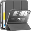 INFILAND Compatibile con Custodia per iPad di 10a generazione 2022, Custodia per ipad 10.9 con Retro e cornice Cristallina [ Anti-Ingiallimento ] con Supporto per Matita, Grau