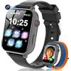CATGIFF Smartwatch Bambini con 4G Chiamate e GPS, Orologio Smartwatch Bambini con Videochiamate, SOS, Chat Vocale, Modalità Scuola, Giochi, Sveglia, Contapassi, Smart Watch per Ragazzi e Ragazze Regalo, Nero