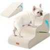 Gardner Pet Scala Cani Pieghevole, 35/42cm, 3 Gradini, Beige | Morbido Spugna 35D, Fodera Removibile e Lavabile, Antiscivolo, Impermeabile, per Letto/Divano/Auto