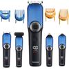 BarberBoss Kit 5 in 1 per la toelettatura degli uomini, senza fili, regolabarba, tagliacapelli, tagliacapelli e naso e orecchie, body groomer, quadrante di precisione, tosatrice impermeabile con