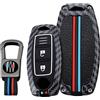 KUNIO Custodia per chiave auto, adatta per Nissan Juke F16 Qashqai Pulsar Murano, portachiavi in fibra di carbonio, 2 tasti, cover portachiavi nero A