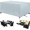 GYCQRS Coperture per Mobili da Giardino, Tessuto Oxford 420D Telo Mobili Giardin, Impermeabile, Antivento, Anti-UV, Copertura per Tavolo Esterno, Coperture per Tavoli Rettangolare (300x150x90cm) - Grigio