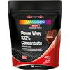 MASSIGEN Mass Sport Power Whey 100% Concentrate Cioccolato, 420 g, Integratore Proteico con Proteine del Siero del Latte, Ricco di Vitamine e Aminoacidi, 14 Dosi, Senza Glutine