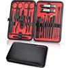 Carehabi Set Manicure Tagliaunghie 23 Pezzi Kit Manicure Professionale Portatile in Acciaio Inox Kit Unghie con Custodia In Pelle Inclusa per Donne Uomini Set Unghie per viaggi o Casa, Nero Rosso
