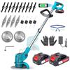 X-cotec Decespugliatore a Batteria, Tagliaerba Elettrico a Batteria 800W, Tagliabordi Batterias con 2 x21V Batterie, Taglia Erba da Giardino Elettrico con 4 Tipi di Lame, Maniglia a Scomparsa 71-106 cm