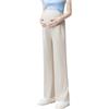Olamao Pantaloni Premaman a Gamba Larga Morbidi - Vita Elastica Regolabile- comodità Massima per Gravidanza, Ideali Primavera Estate(M, Beige)