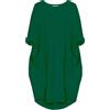 aromm Donna Abito da Camicie Scollo Tondo Sciolta Pianura Casual Taglia Grossa Midi Vestito Verde,XL