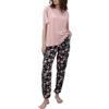 OCCIENTEC Pigiama Donna Estivo Due Pezzi Set di Pigiama Donna Super Morbido T-Shirt Girocollo Manica Corta e Pantaloni con Stampa Floreale Rosa,M