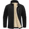 TOMEEK Giacca Invernale Uomo in Pile Felpa Giubbino Inverno con Zip Tasche Giubbotto Spesso Calda Cappotto Casual Jacket Sportivo Giacche Fleece Senza Cappuccio Outdoor(Nero,XL)