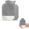 WEIQILE Piccola borsa dell'acqua calda con rivestimento rimovibile, copertura lavabile - Borsa dell'acqua calda in miniatura per caldo e confortevole (grigio, 500 ml)