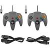 FAIRY TAIL & GLITZER FEE Set doppio controller adatto per Nintendo 64 N64 Grigio con prolunghe Gamepad Joypad