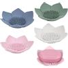 Linkidea Portasapone con scarico, porta sapone in silicone per bagno, vassoio per sapone a forma di fiore per lavello da cucina