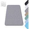 ARCPNRT Tappetino Doccia, 60 x 90 cm Tappeto Doccia Quadrato Lavabile in Lavatrice con Ventosa, Tappeto Doccia in PVC Antiscivolo, Tappeto Massaggiante Antiscivolo per Doccia, incl. 2 Ganci, Grigio
