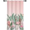YONGFOTO 107x160cm Tende con animali dei cartoni animati con tasca per asta Tropicale Fenicottero rosa e foglie Filtraggio della luce Linguetta posteriore Tenda Per cameretta dei ragazzi Vivaio